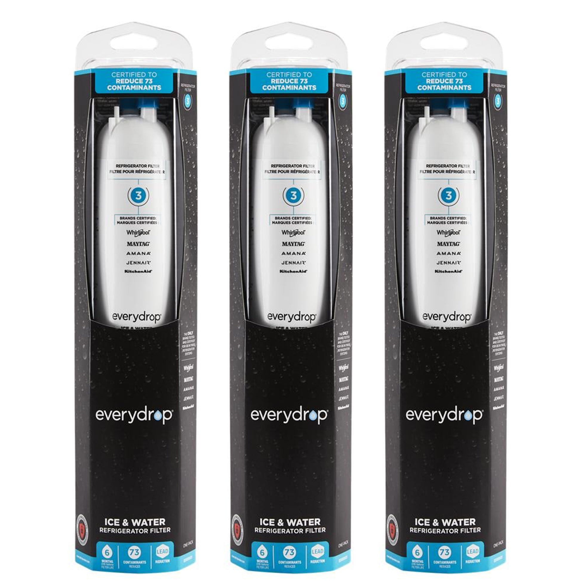 3-Pack Everydrop Water Filter 3 – 4396710 EDR3RXD1 Whirlpool Refrigerator Water Filter Replacement Fridge Filter